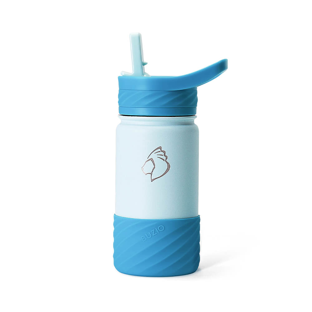 BUZIO Kids Insulated Water Bottle with Boot and Stickers - 14oz