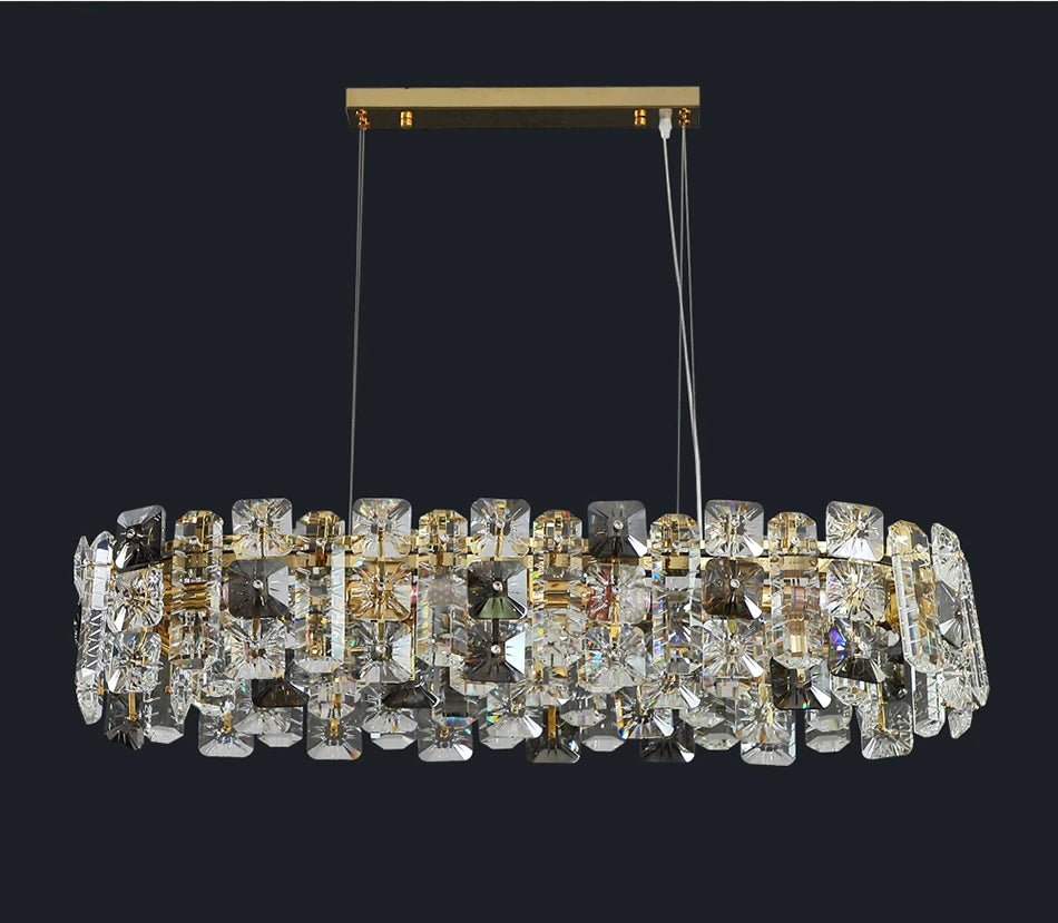 MIRODEMI® Gold Oval Luxury Crystal Hanging Chandelier for Dining Room, Kitchen Island
