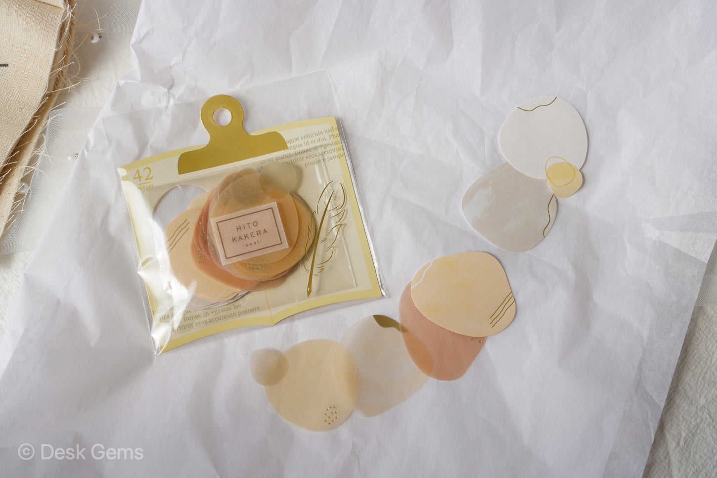 Hito Kakera Base Layer Decoration Stickers - 6 Designs, 42 Sheets with Gold Foils