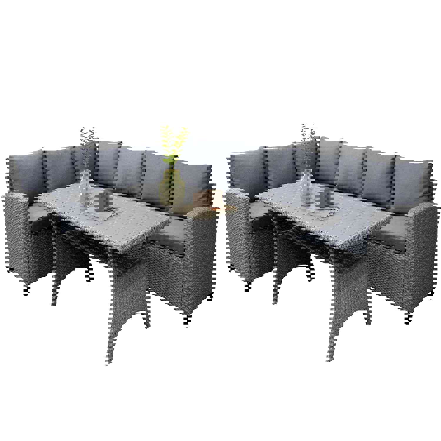 TOPMAX Patio Outdoor Furniture PE Rattan Wicker Conversation Set with Table & Cushions (Grey)