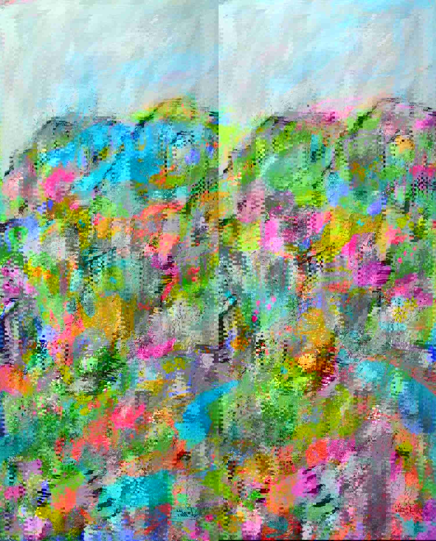 Beauty of Less Travelled Road - Mixed Media Painting