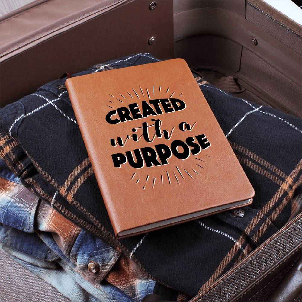 Christian Notebook - Created With A Purpose - Inspirational Leather Journal