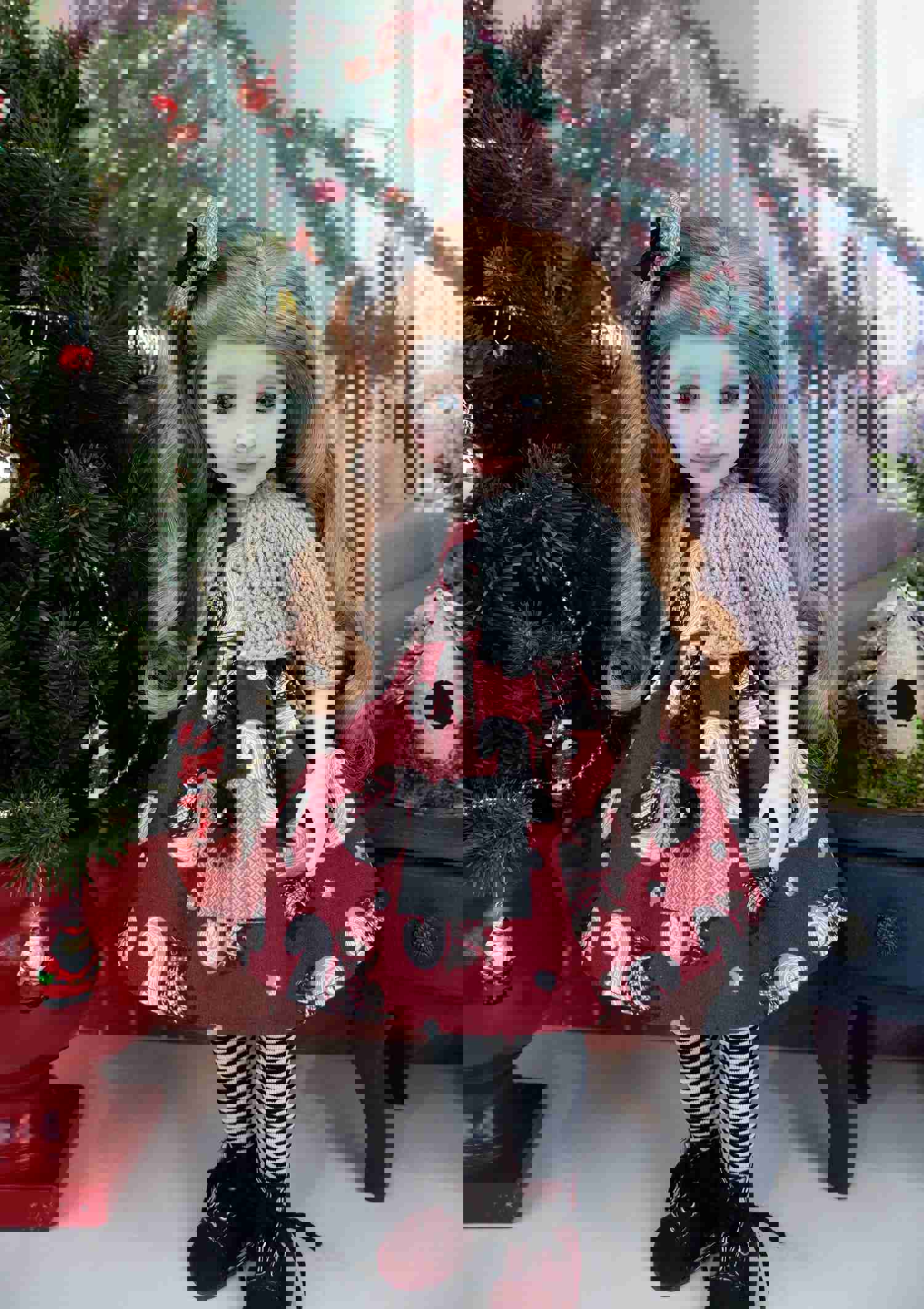 Holiday Squirrel Dress with Sweater & Boots for Ruby Red Fashion Friends Doll