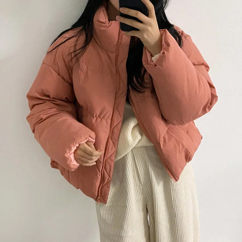 Nukty Winter Parka Jacket for Women - Warm Black Overcoat, Korean Style Casual Beige Padded Puffer Coat