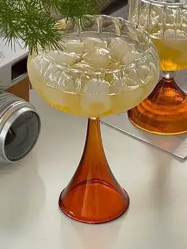 Vintage Inspired Colored Pleated Wine Glass
