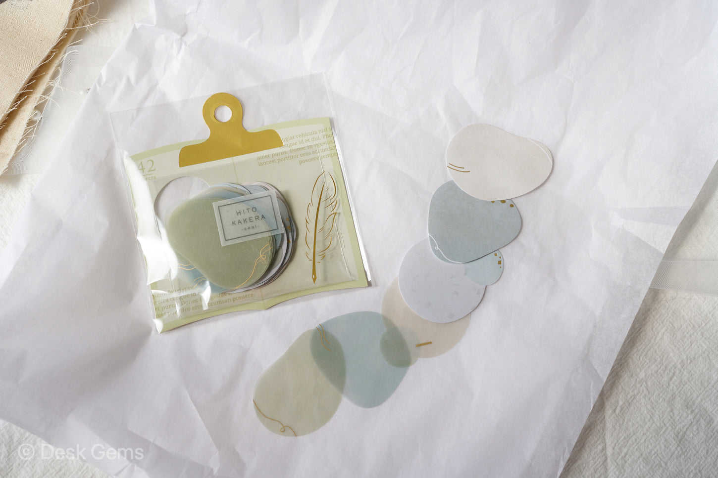 Hito Kakera Base Layer Decoration Stickers - 6 Designs, 42 Sheets with Gold Foils