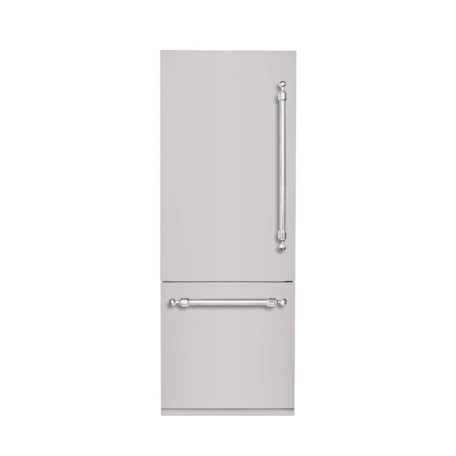 Hallman 60" Built-In Refrigerator with Internal Water and Ice Dispenser, Bottom Mount Freezer, Classico Chrome Trim