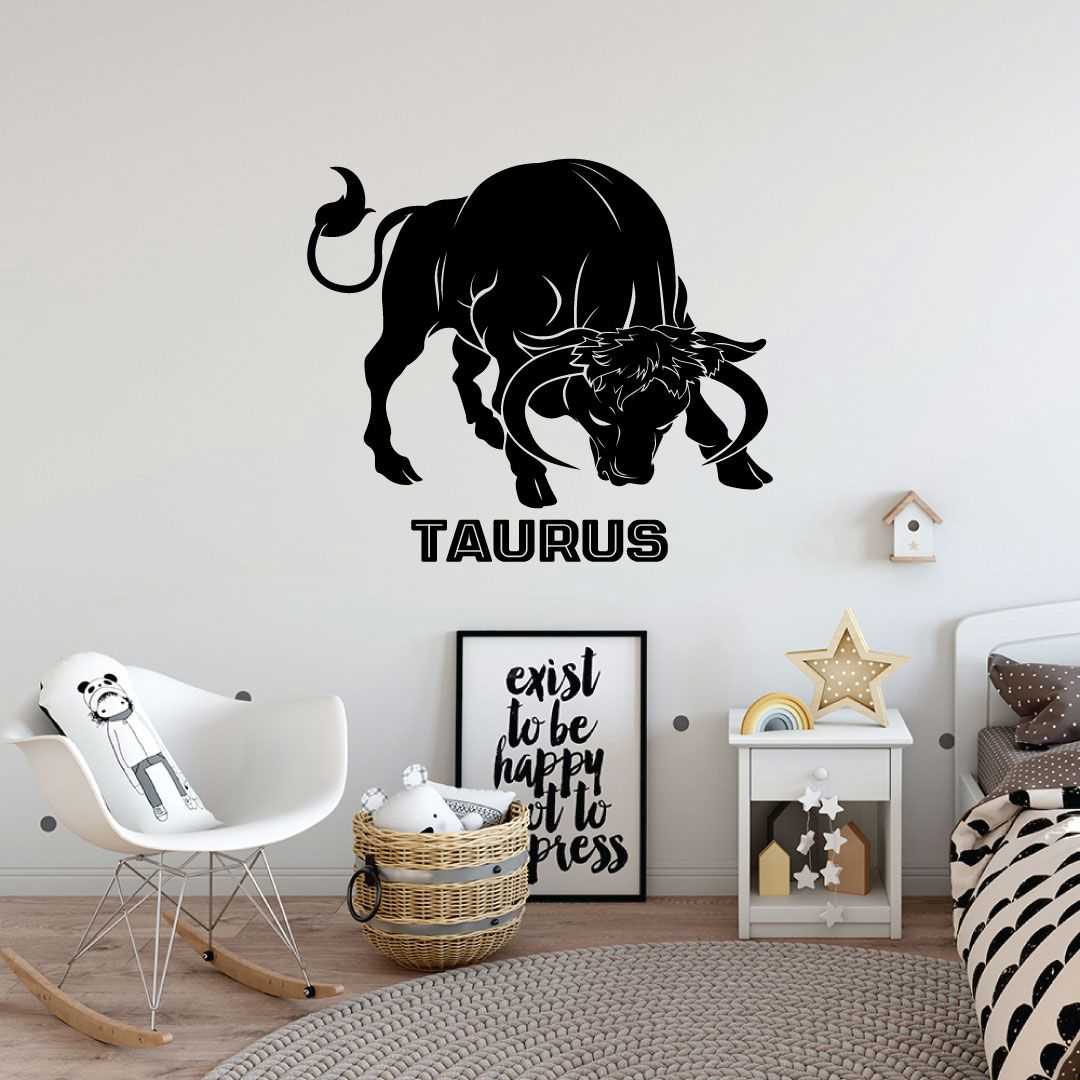 Horoscope Vinyl Wall Art Sticker Decal - Taurus Bull Tough Silhouette