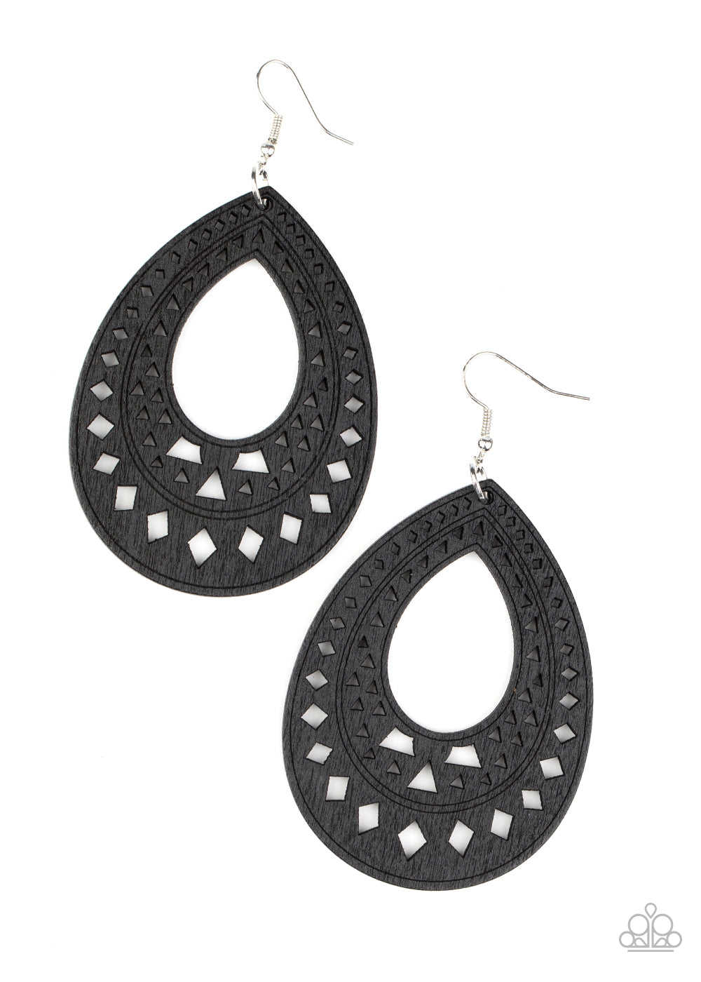 Belize Beauty - Black Tribal Inspired Teardrop Earrings