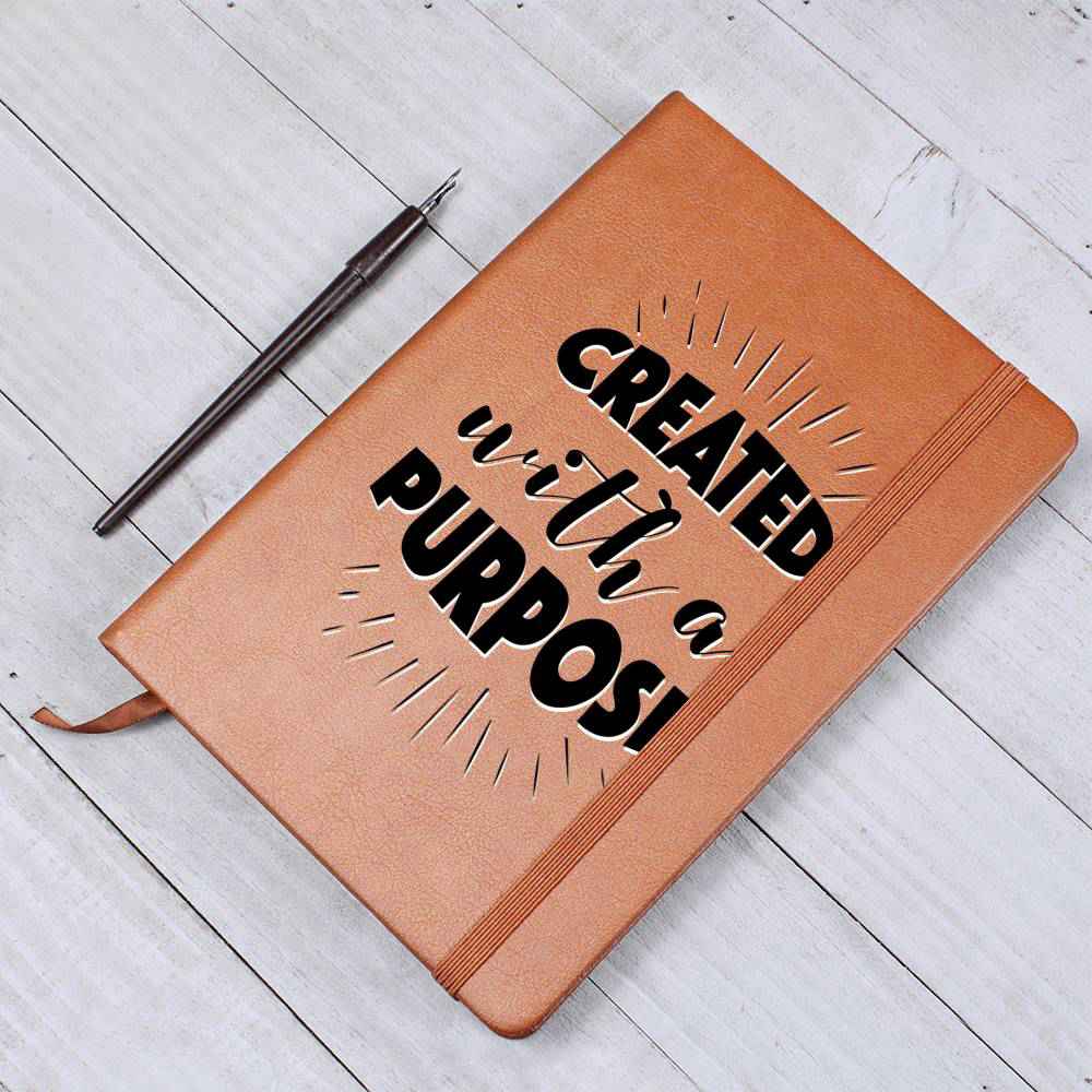 Christian Notebook - Created With A Purpose - Inspirational Leather Journal