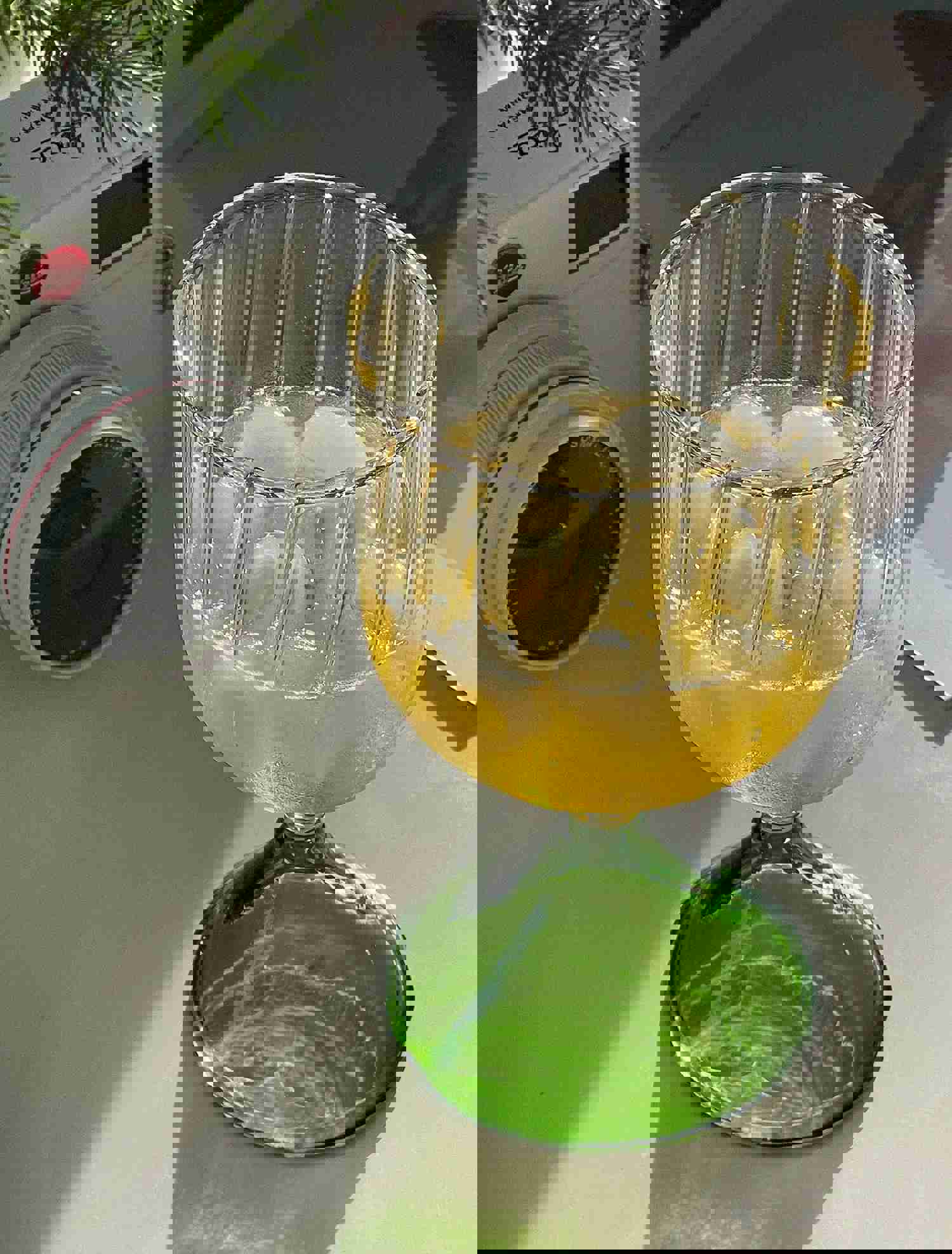 Vintage Inspired Colored Pleated Wine Glass