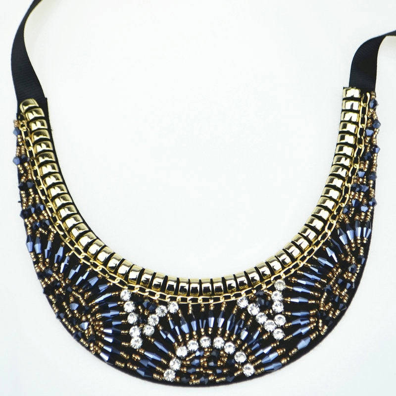 Trendy Women's Statement Crystal Collar Necklace - Handmade Geometric Choker