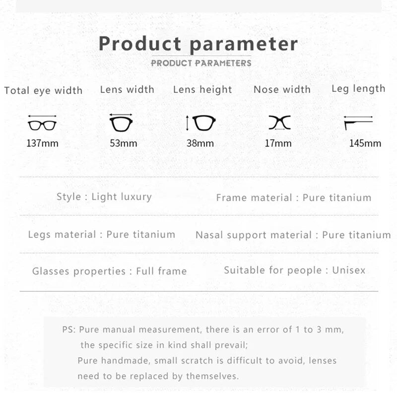 Trend Retro Pure Titanium Unisex Polygon Fashion Luxury Glasses Frame