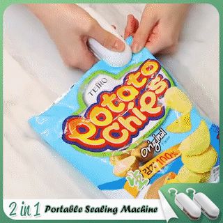 2 IN 1 Portable Sealing Machine - Mini Bag Sealer for Kitchen Storage