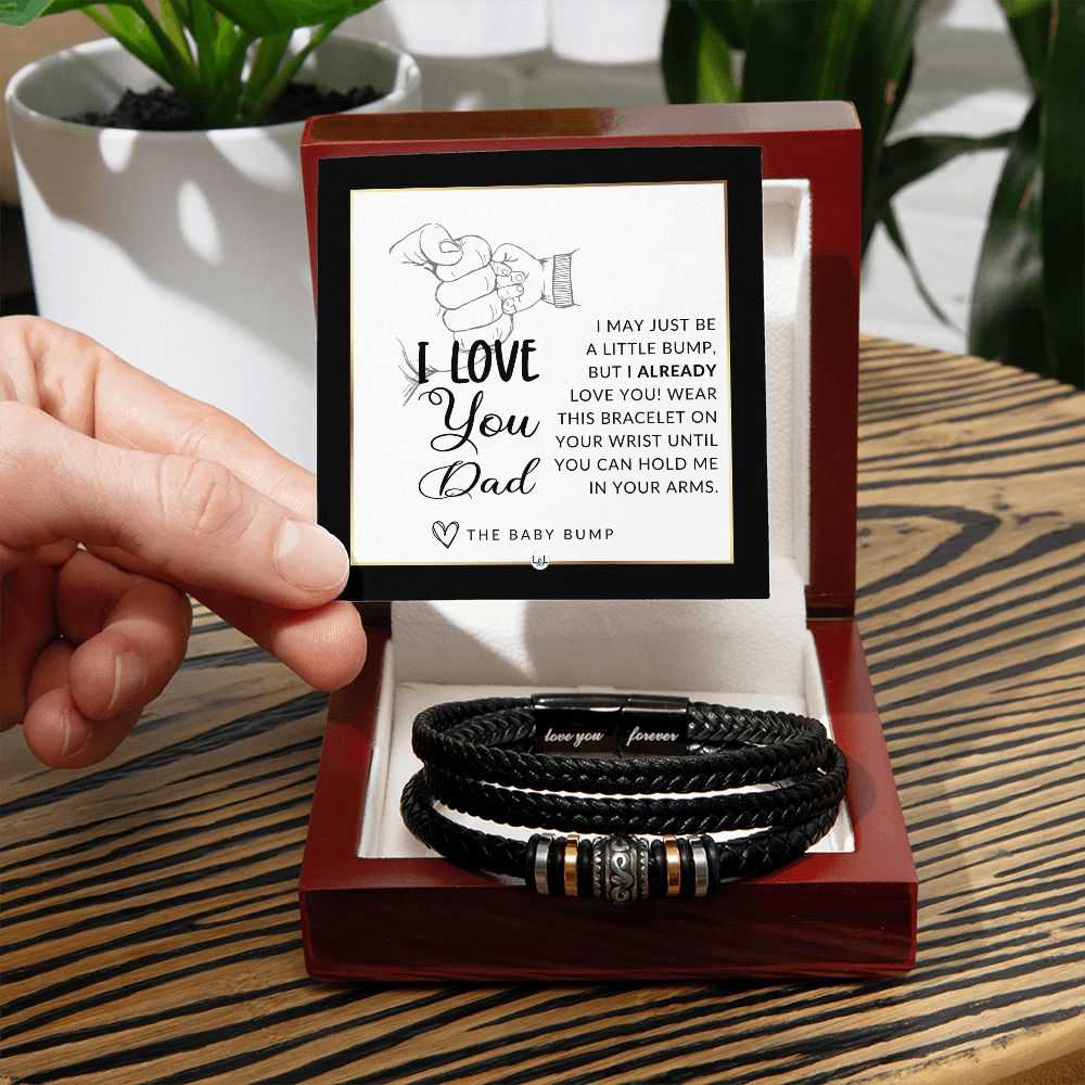 Soon-To-Be Dad Gift Leather Bracelet - Personalized Mens Jewelry for Christmas, Fathers Day or Birthday