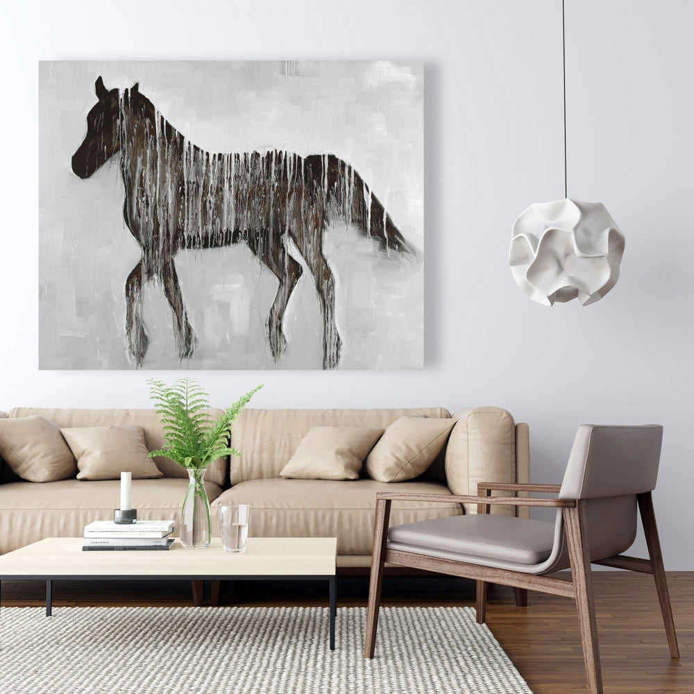 Gambading Abstract Horse, Fine Art Gallery Wrapped Canvas 24x36