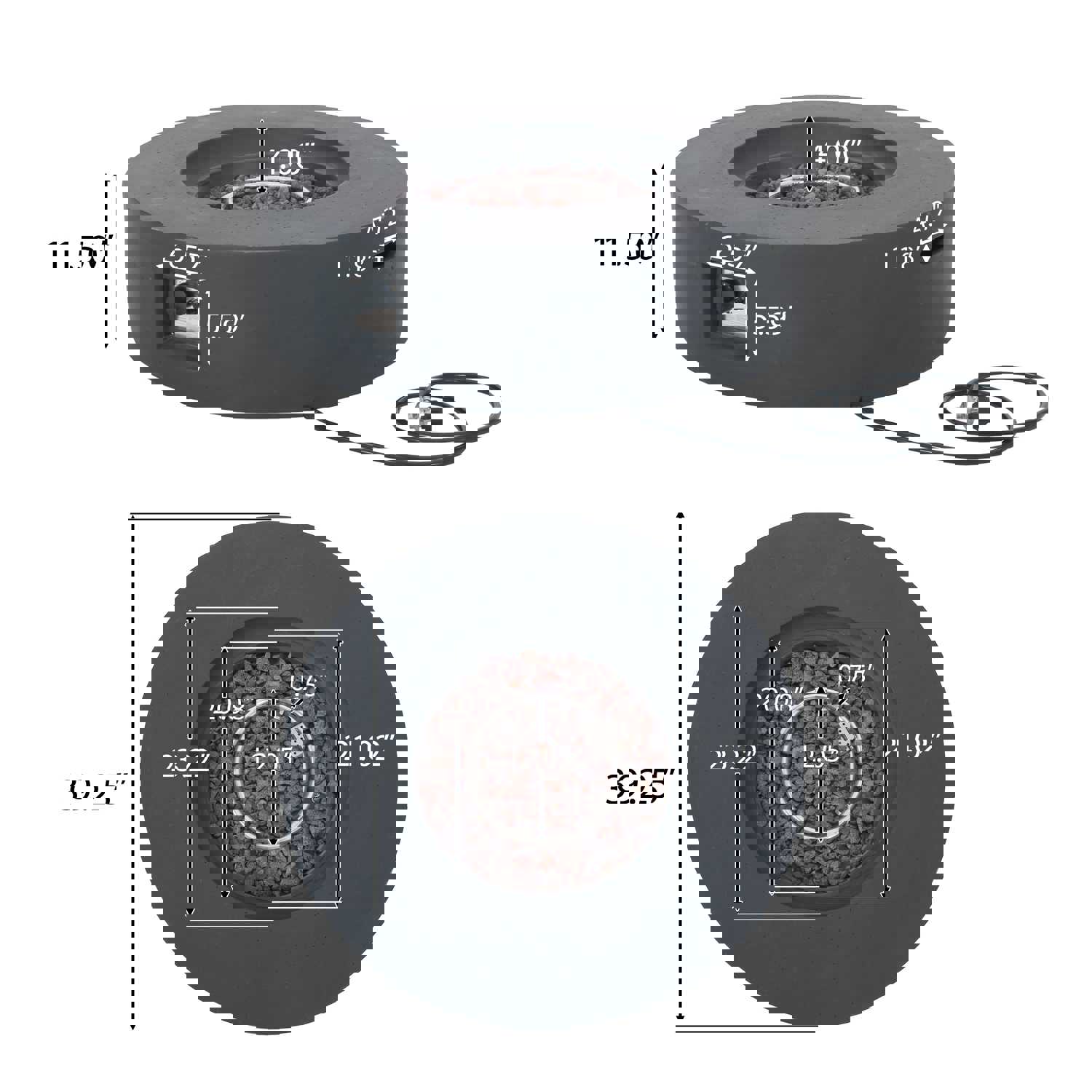 Hearth Circular 50K BTU Outdoor Gas Fire Pit Table with Tank Holder