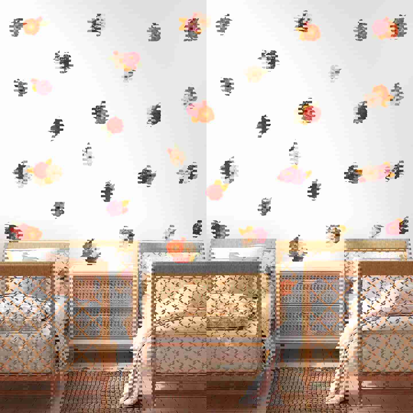 Mini Wonderland Floral Wall Decals - Whimsical Vintage Flowers for Home Decor