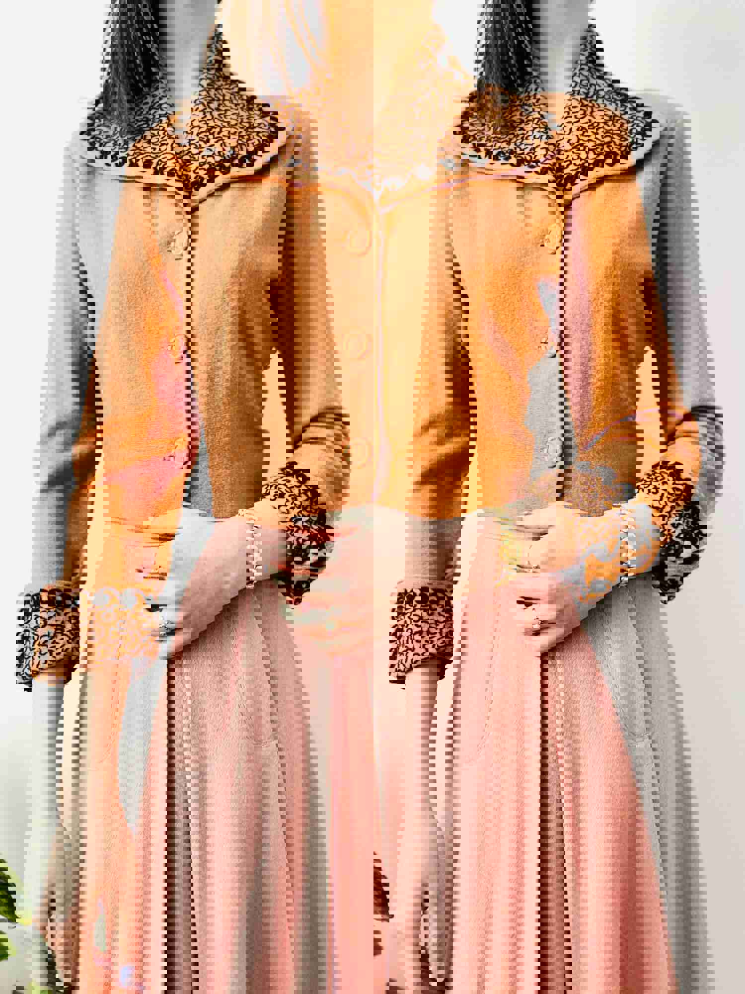 Vintage 1930s Apricot Color Jacket with Black Soutache