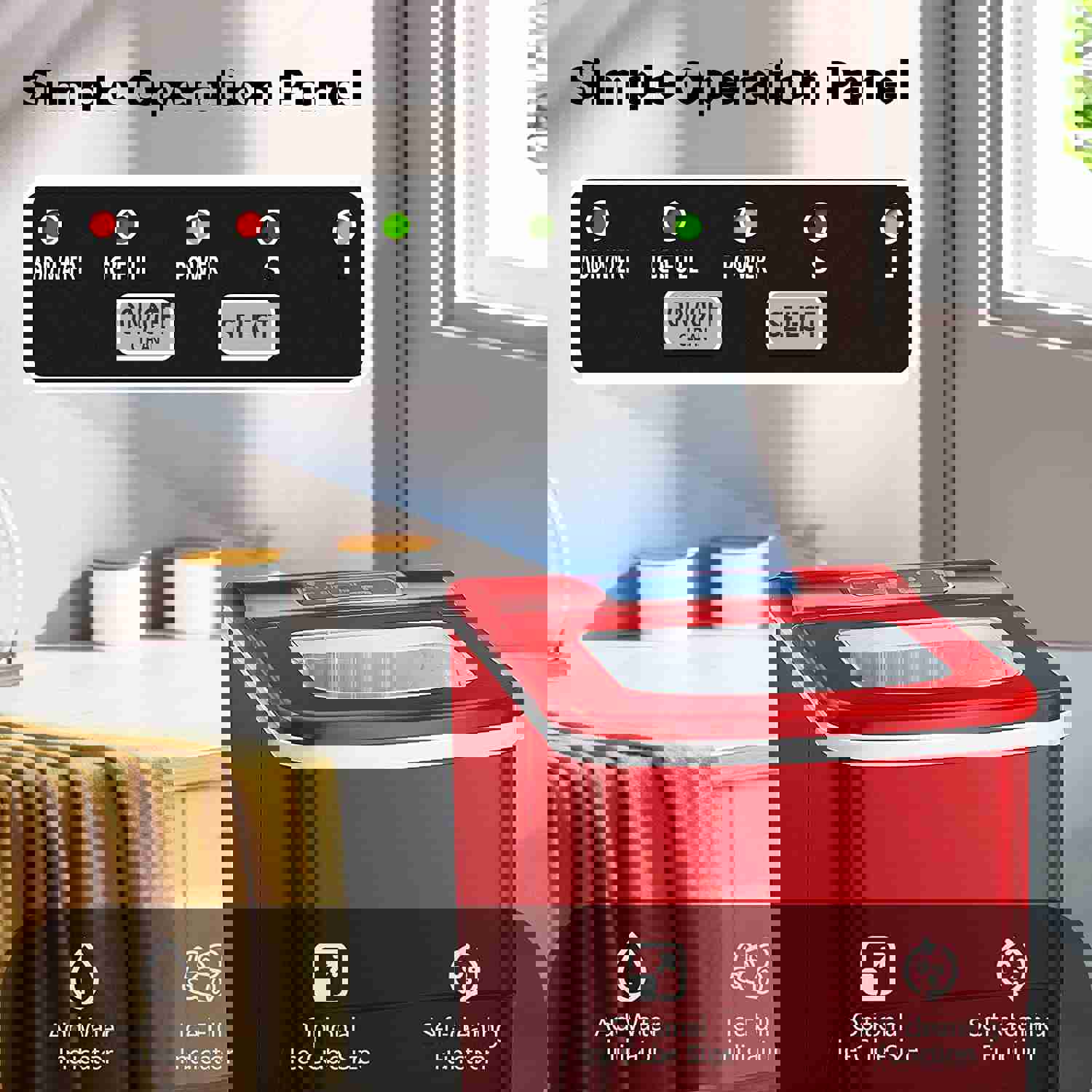 Compact Automatic Counter Top Ice Maker Machine - 9 Cubes in 6-8 Minutes