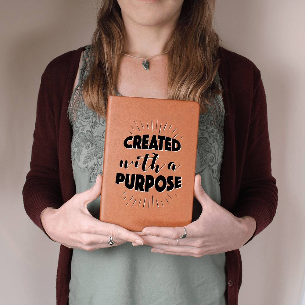 Christian Notebook - Created With A Purpose - Inspirational Leather Journal