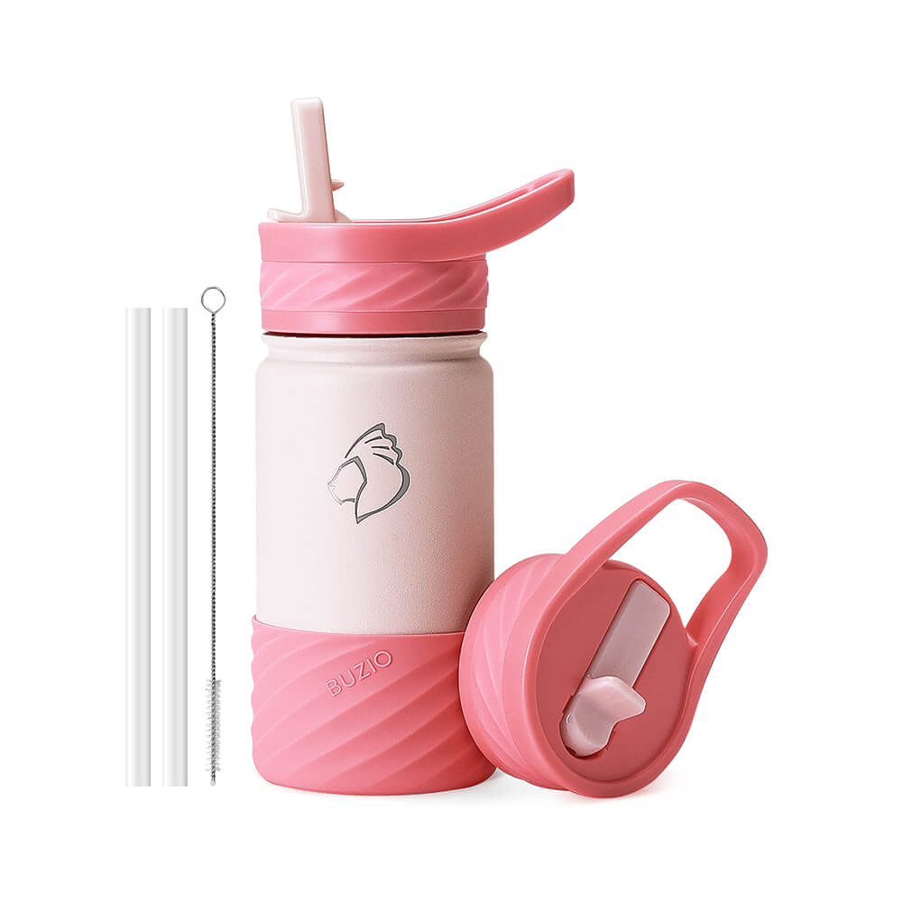 BUZIO Kids Insulated Water Bottle with Boot and Stickers - 14oz