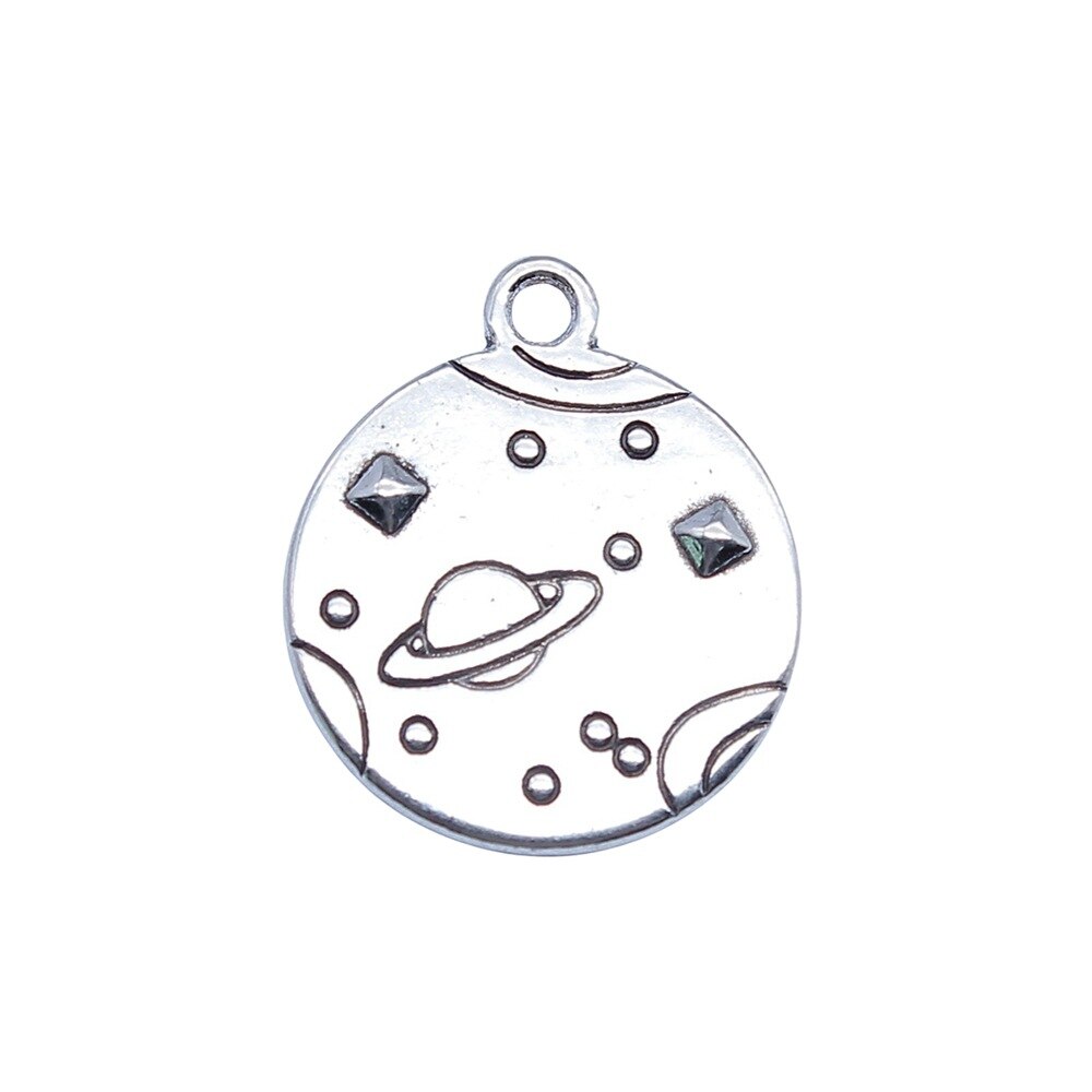 10pcs Antique Silver Space Universe Planet Charms for DIY Jewelry Making