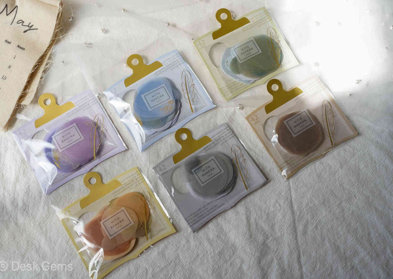 Hito Kakera Base Layer Decoration Stickers - 6 Designs, 42 Sheets with Gold Foils