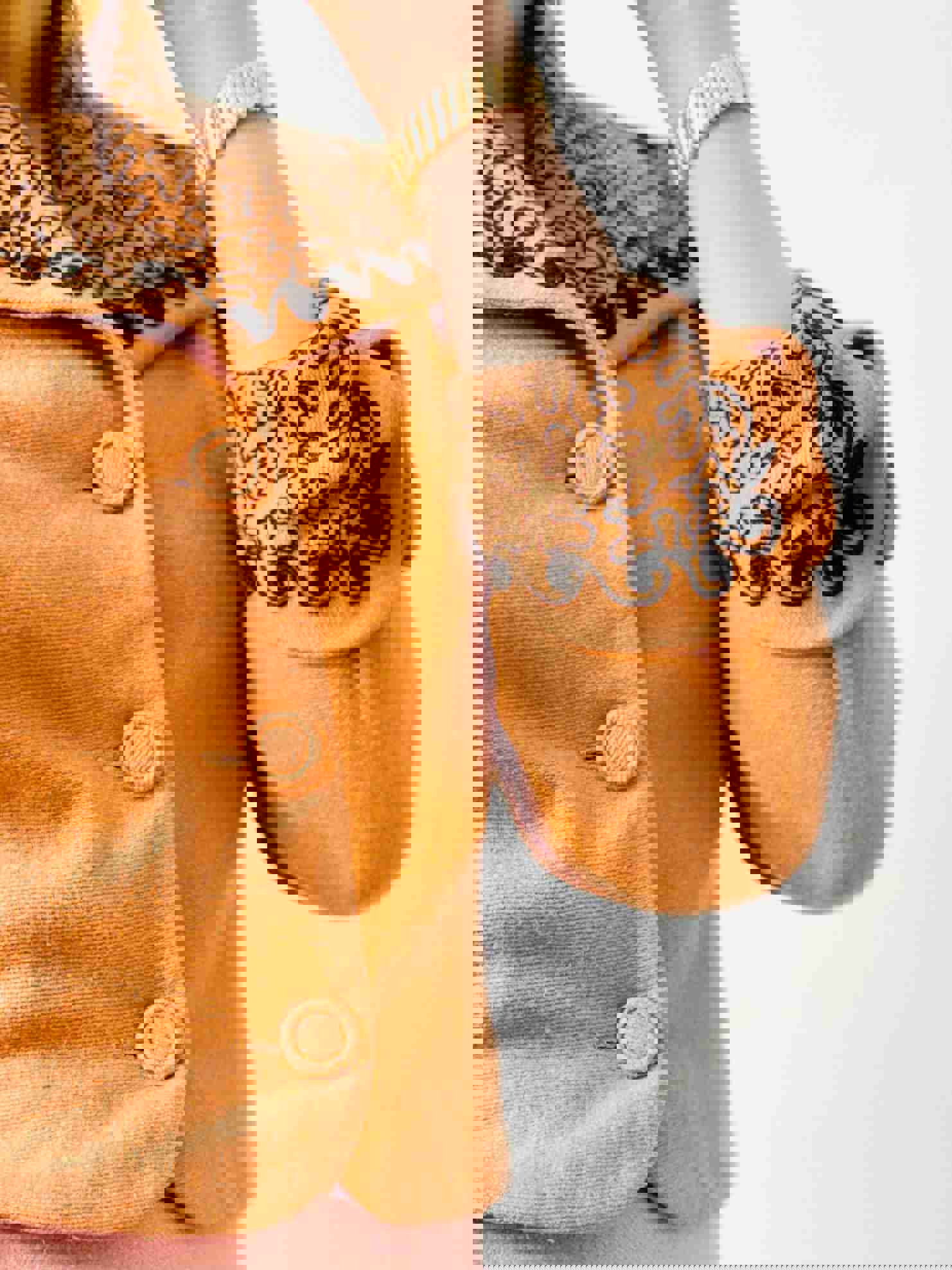 Vintage 1930s Apricot Color Jacket with Black Soutache