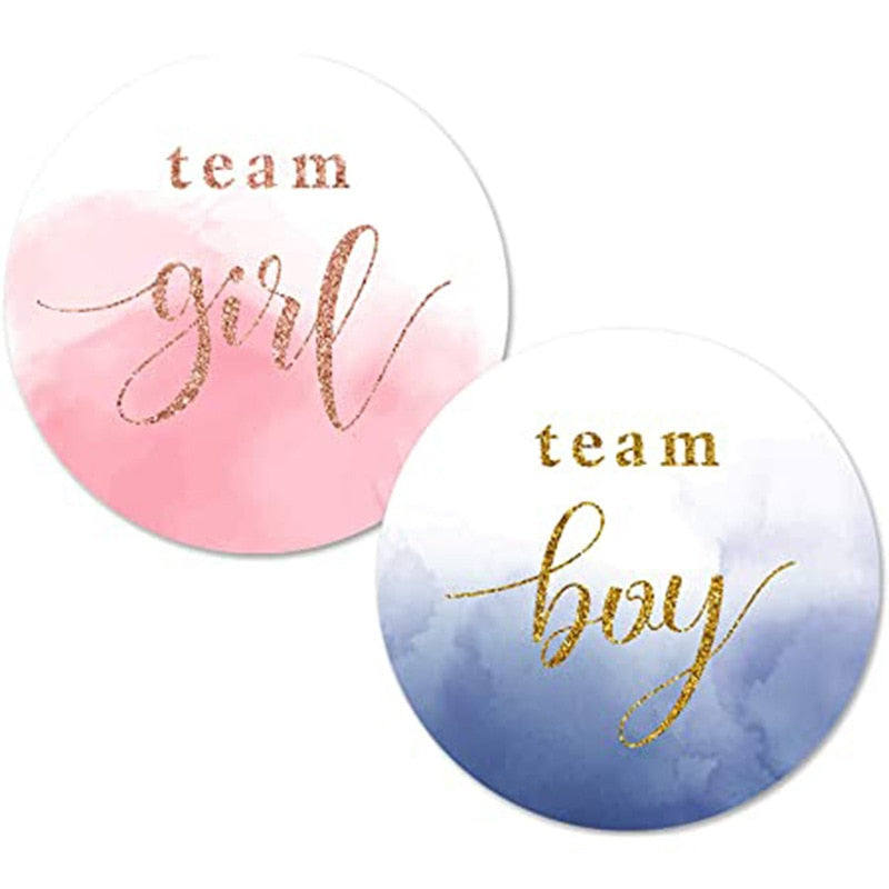 60/120 Pieces Team Boy Team Girl Baby Shower Stickers for Gender Reveal Party Decorations