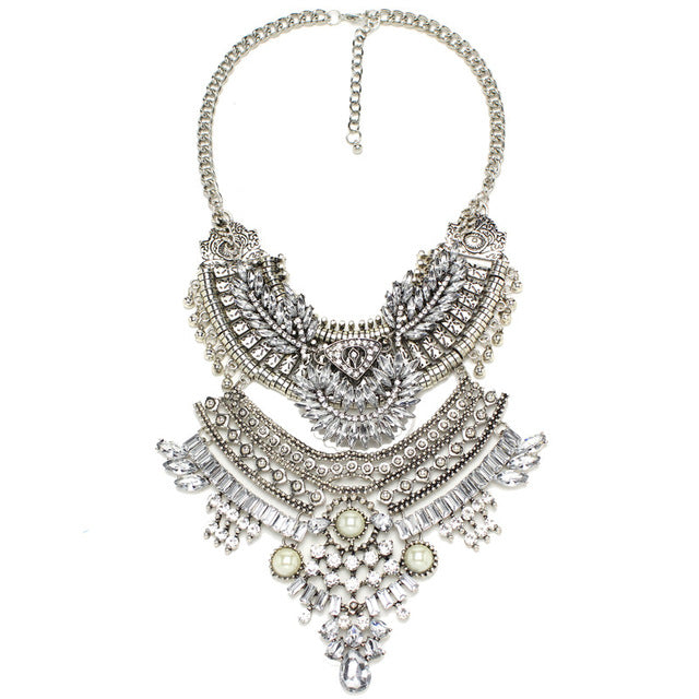 2017 Women Vintage Crystal Maxi Choker Statement Necklace Boho Fashion Jewelry