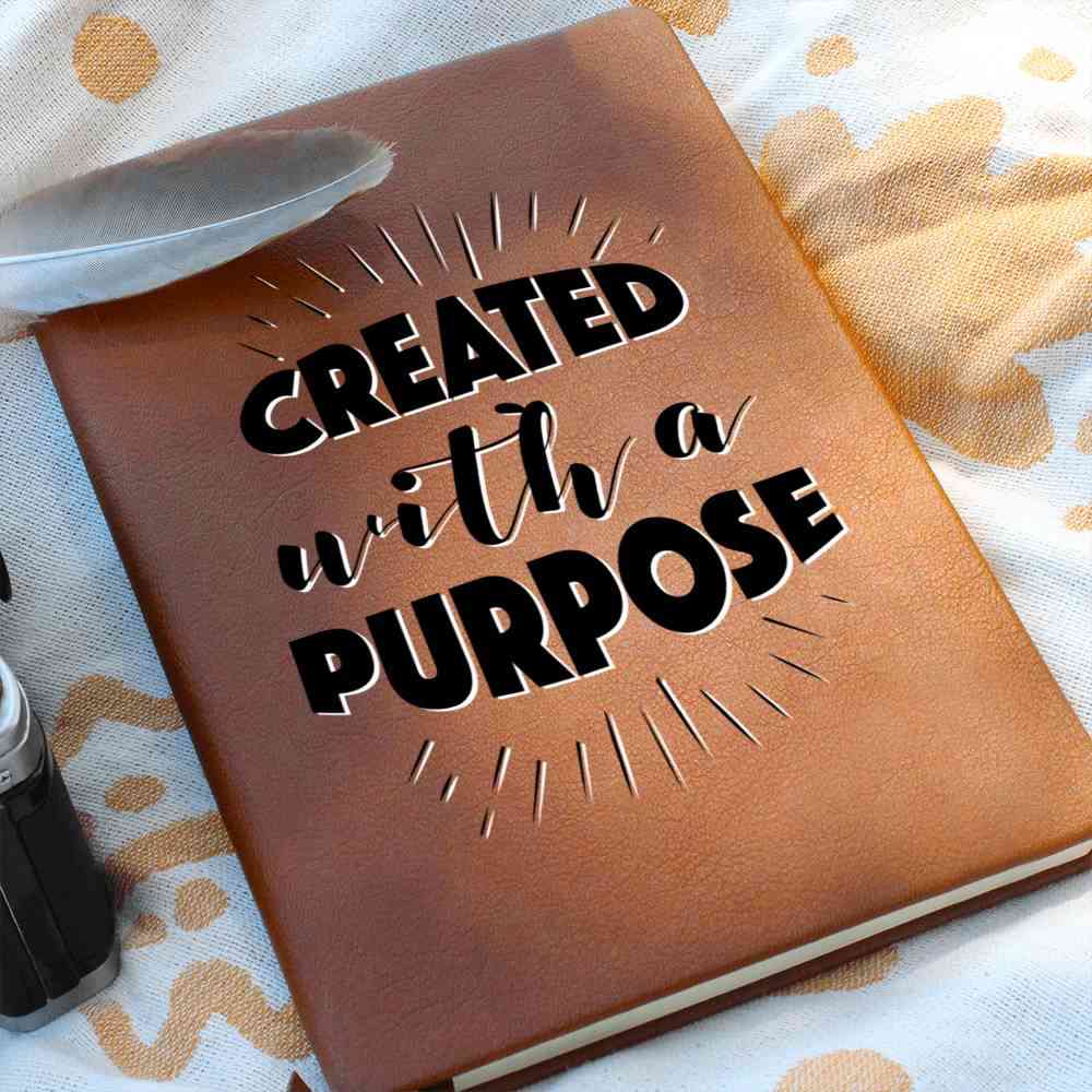 Christian Notebook - Created With A Purpose - Inspirational Leather Journal