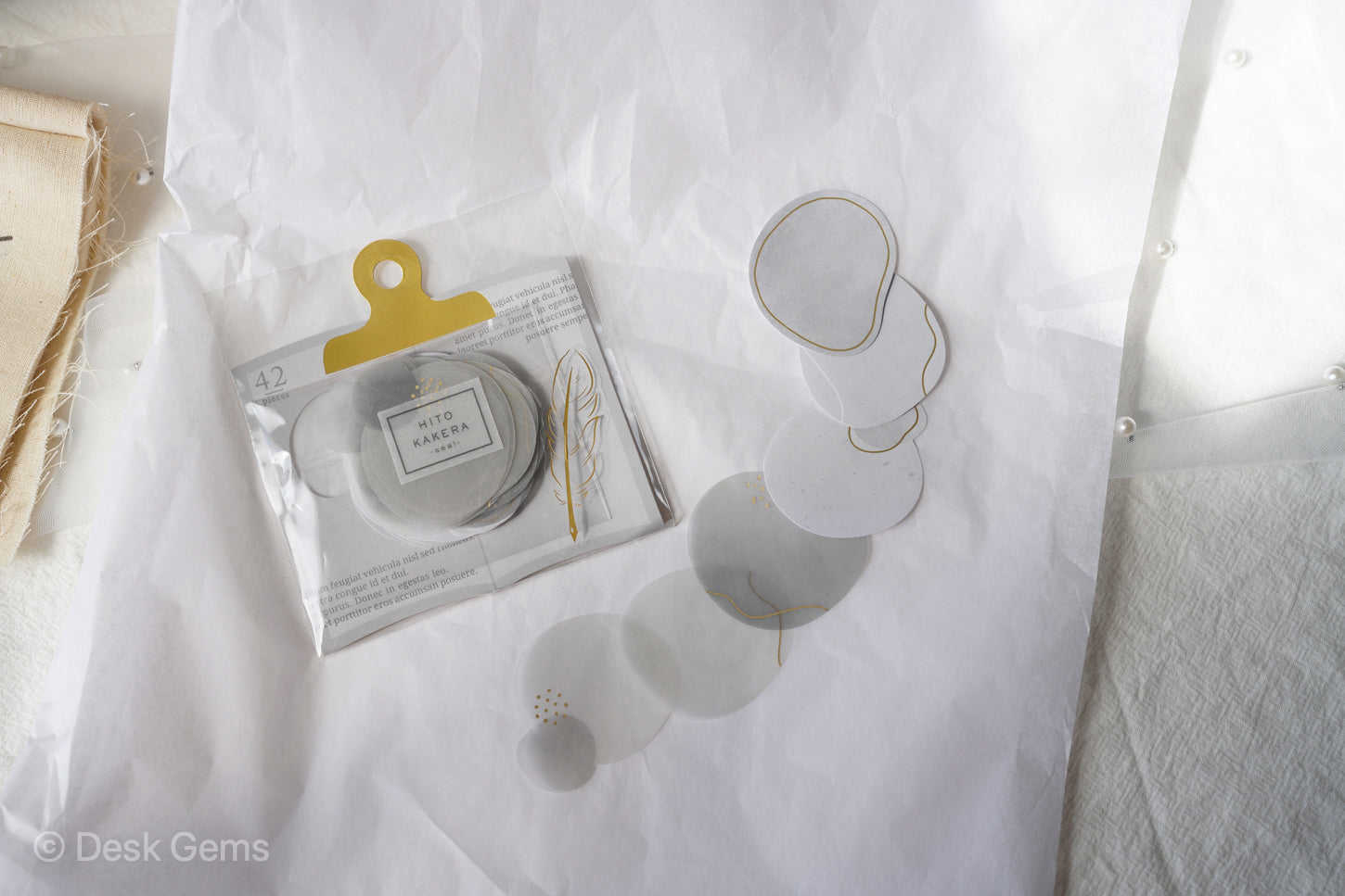 Hito Kakera Base Layer Decoration Stickers - 6 Designs, 42 Sheets with Gold Foils