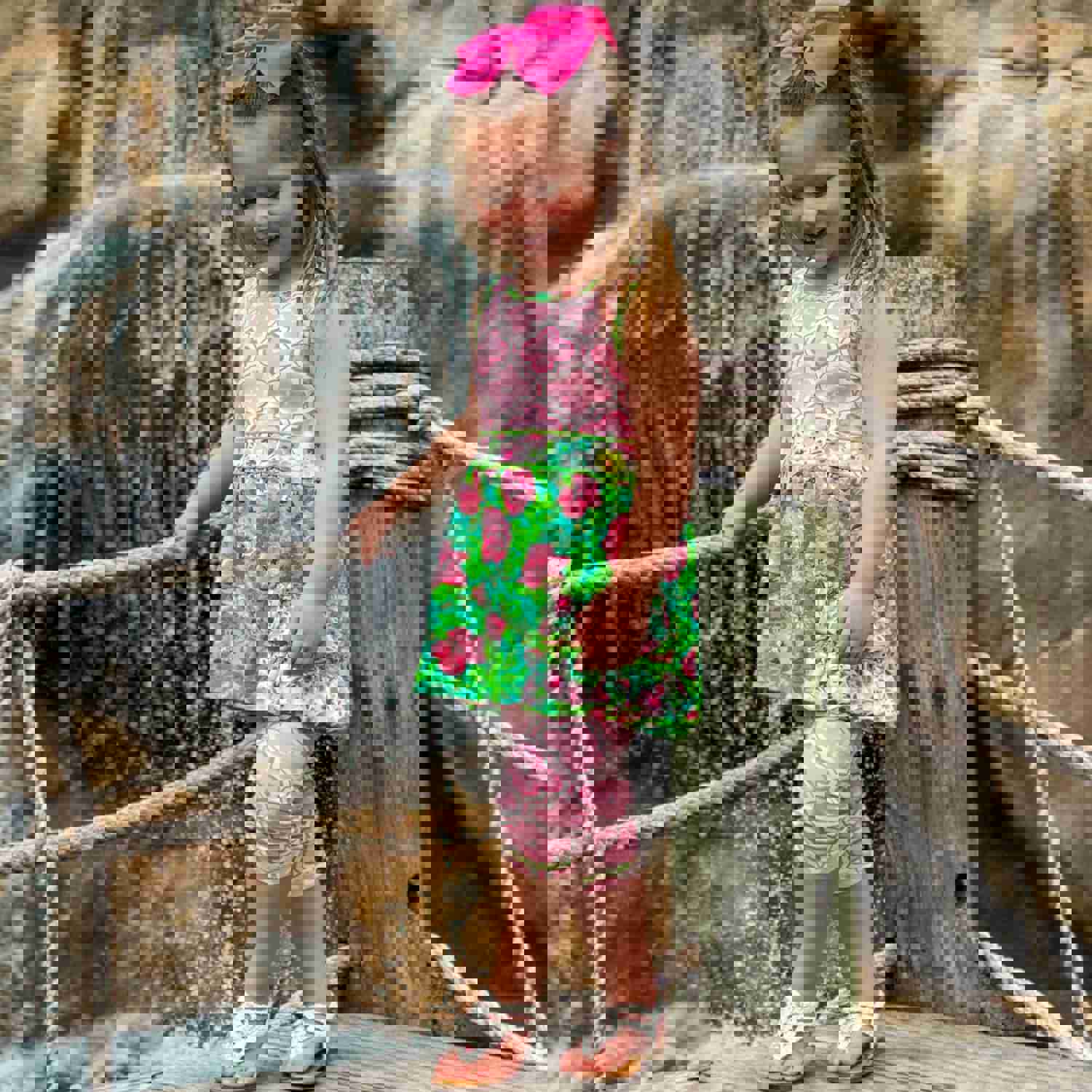 AnnLoren Little Toddler Big Girls Floral Dress Leggings Boutique Clothing Set