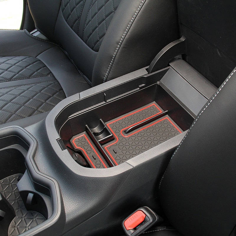 1PCS Car Central Storage Box for Toyota RAV4 2019 2020 - Black Plastic Armrest Organizer