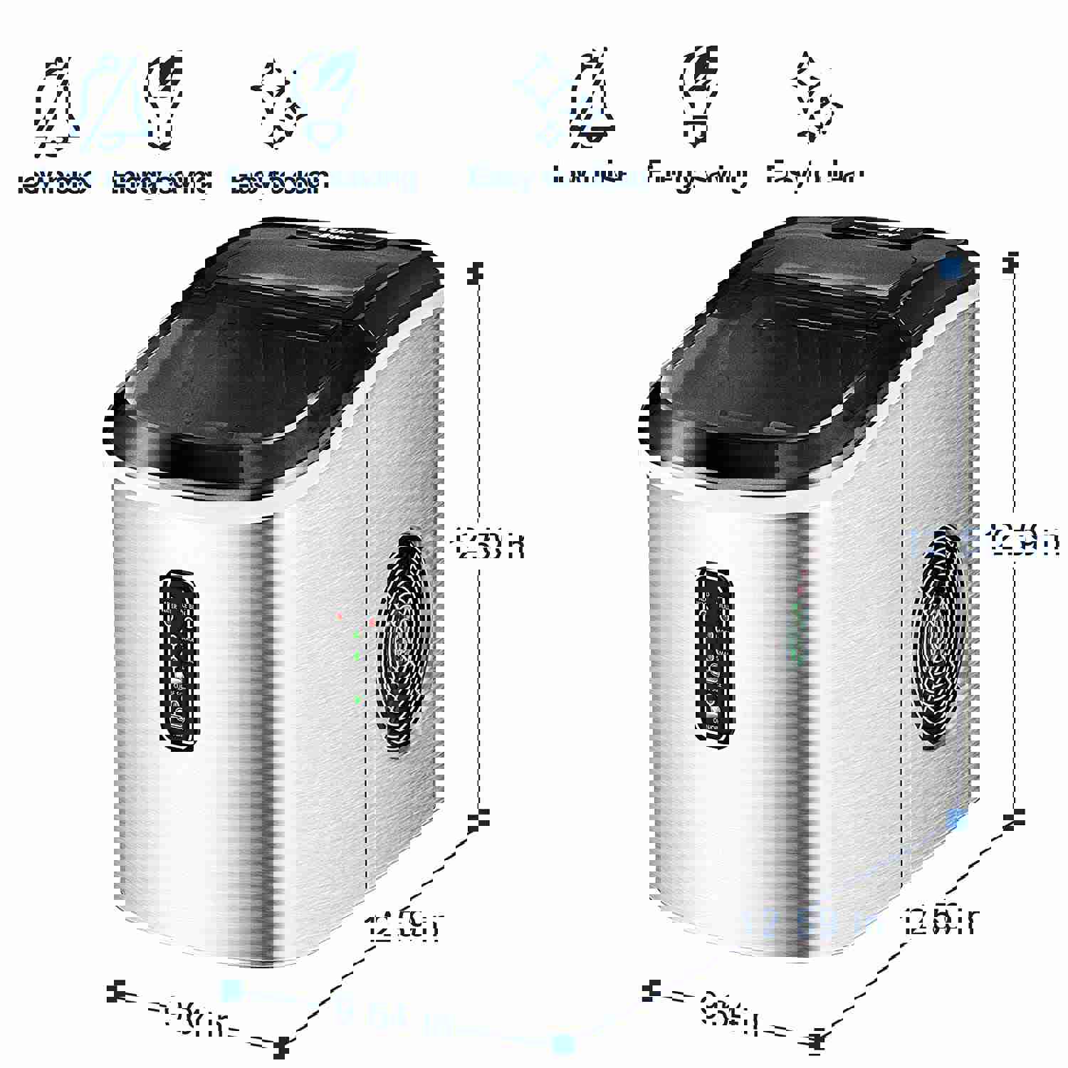 EUHOMY Countertop Ice Maker Machine, 26 Lbs Daily, 9 Cubes in 8 Mins, Compact with Scoop & Basket - Silver
