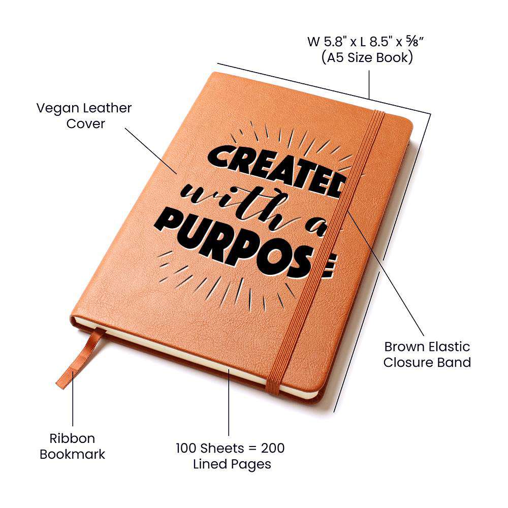 Christian Notebook - Created With A Purpose - Inspirational Leather Journal