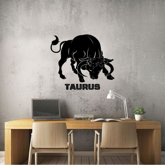 Horoscope Vinyl Wall Art Sticker Decal - Taurus Bull Tough Silhouette