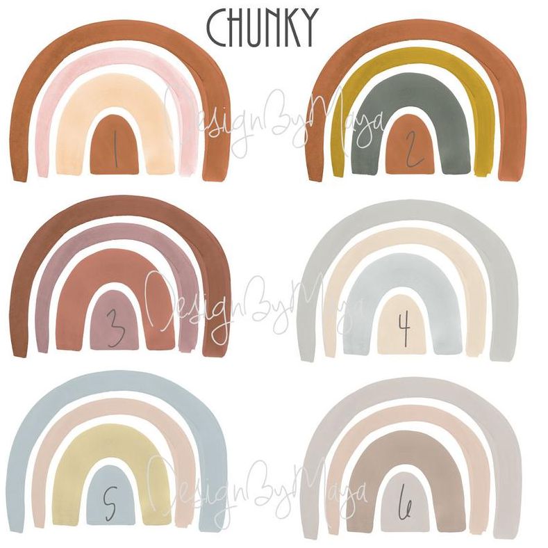 Earth Toned Rainbows - Fabric Nursery Wall Art Decals for Baby Rooms