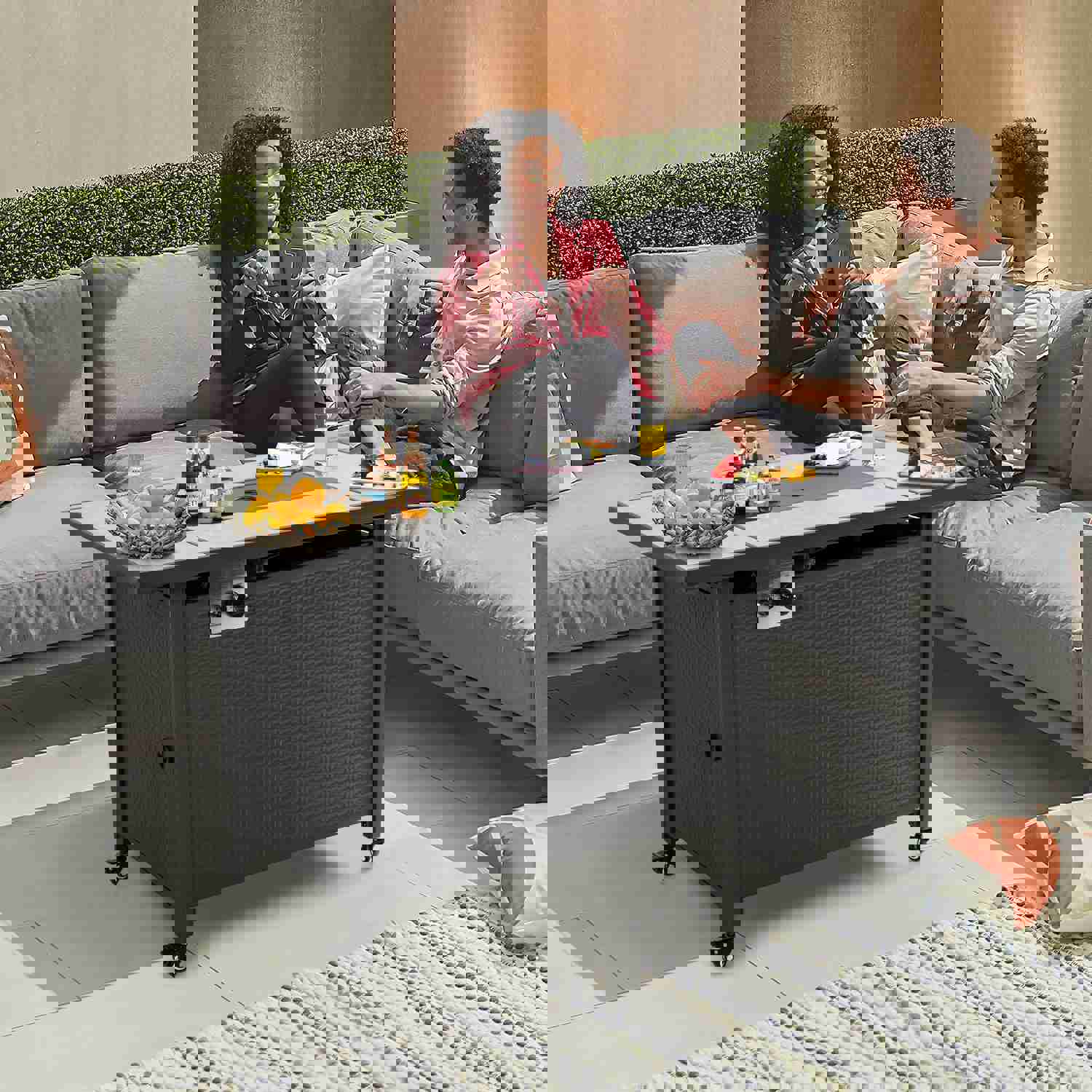 Homall 50,000 BTU Steel Propane Outdoor Fire Pit Table with Ceramic Tile Desktop and Wheels