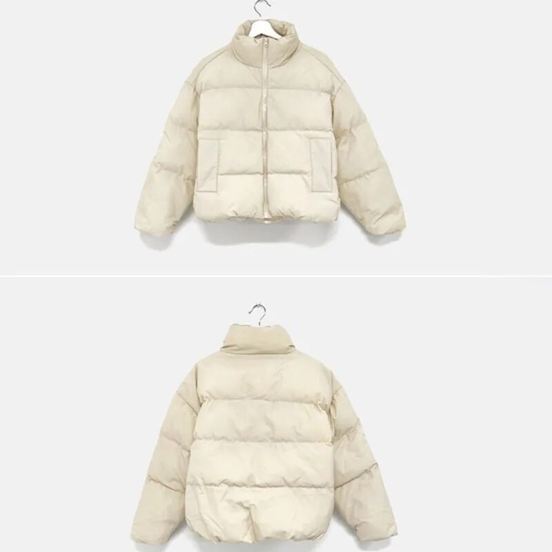 Nukty Winter Parka Jacket for Women - Warm Black Overcoat, Korean Style Casual Beige Padded Puffer Coat