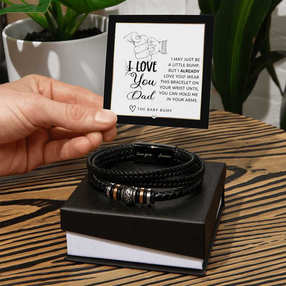 Soon-To-Be Dad Gift Leather Bracelet - Personalized Mens Jewelry for Christmas, Fathers Day or Birthday