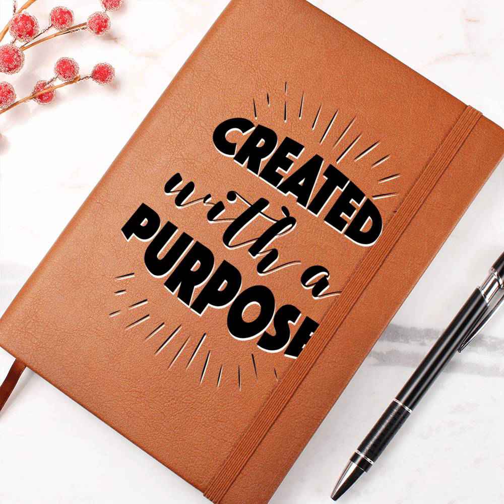 Christian Notebook - Created With A Purpose - Inspirational Leather Journal