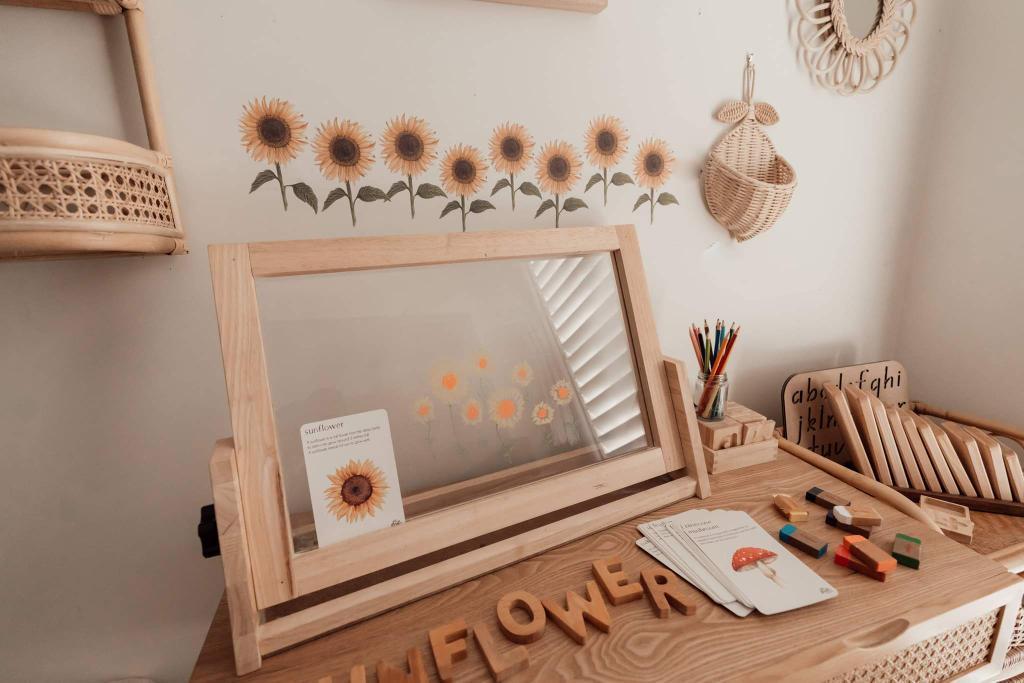 Floral & Fern Sunflower Wall Decals for Kids' Room Decor