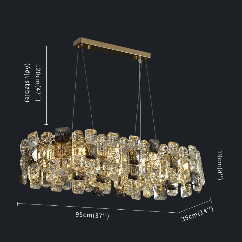 MIRODEMI® Gold Oval Luxury Crystal Hanging Chandelier for Dining Room, Kitchen Island