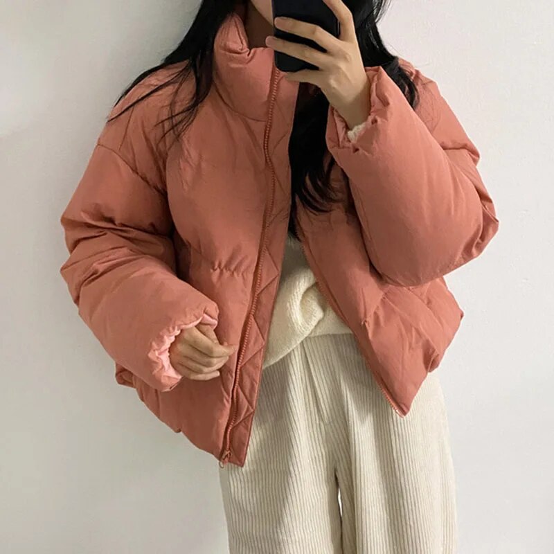 Nukty Winter Parka Jacket for Women - Warm Black Overcoat, Korean Style Casual Beige Padded Puffer Coat