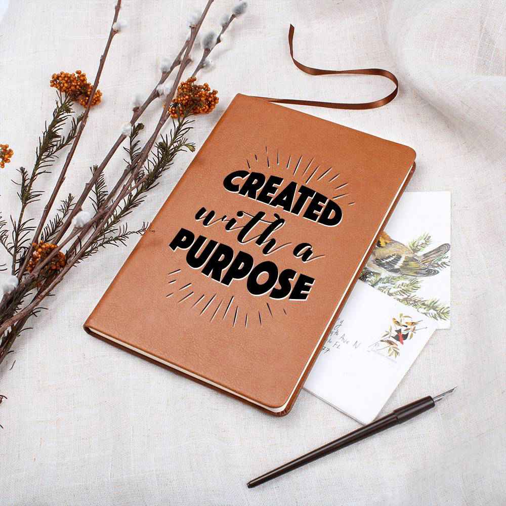 Christian Notebook - Created With A Purpose - Inspirational Leather Journal