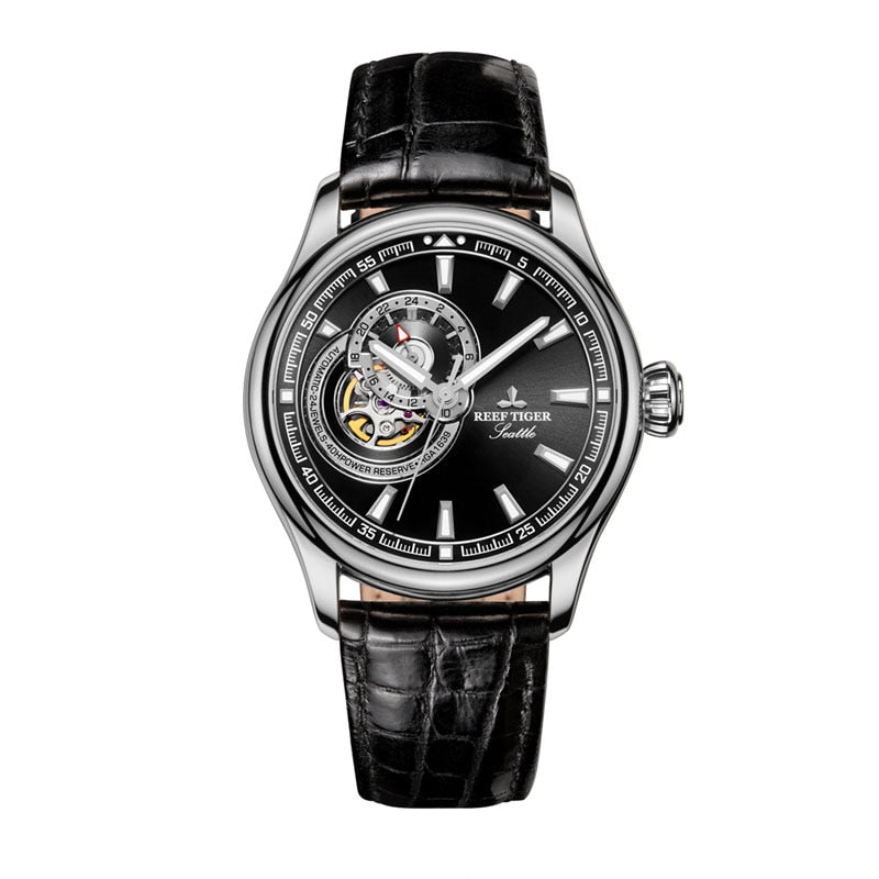 Reef Tiger Automatic Tourbillon Luxury Watch for Men - Stainless Steel Case & Sapphire Crystal