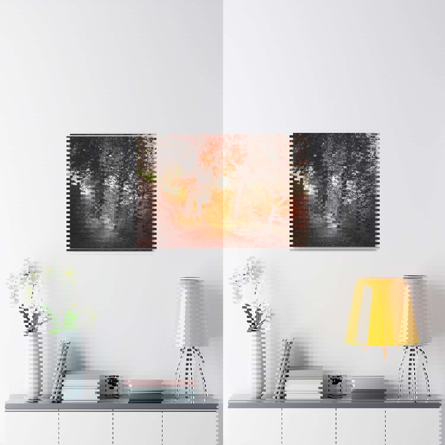 Autumn Park Orange Tree Nature Wilderness Photography Canvas Wall Art for Home Decor