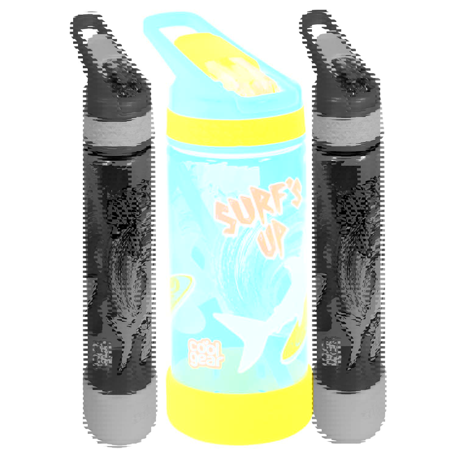 COOL GEAR 4-Pack Kids 16 oz System Sipper Water Bottle with Freezer Gel Stick